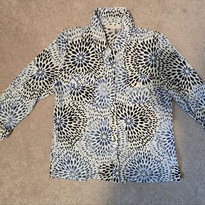 Vintage JM Collection Blue and Black Print Top